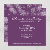 パーティの招待状落下するスノーフレークスプラムパープル 招待状 (正面/裏面)