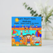 パーティの招待状誕生日ビーチボーイガールチルドレン 招待状 (スタンド正面)