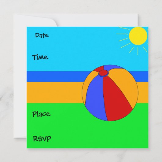 パーティの招待状誕生日ビーチボーイズ子供 招待状 (裏面)