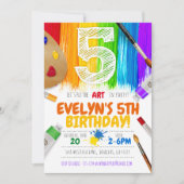 パーティの招待状·アー絵画ト·バースデー·パーティー- 5 招待状 (正面)