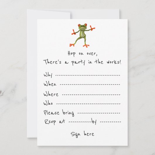 パーティの招待状：カエル招待状だ！ セーブザデート (正面)