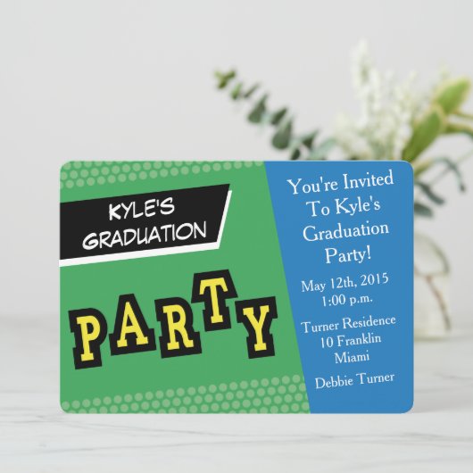 パーティの招待状-カラフルおもしろい 招待状 (スタンド正面)