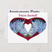 パーティの招待状 – シマウマとハート 招待状 (正面/裏面)