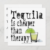 パーティの招待状、テキーラはセラピーより安い 招待状 (正面/裏面)
