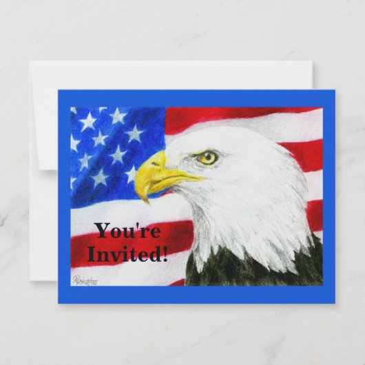 パーティの招待状 – 愛国的 – "アメリカプライド" 招待状 (正面)