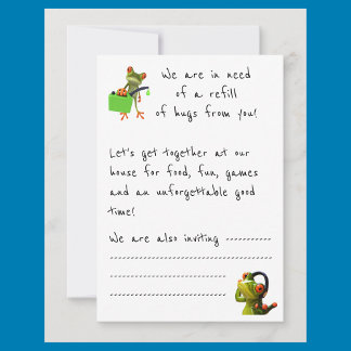 パーティの招待状「我々はあなたからのより多くのハグが必要だ！」 セーブザデート