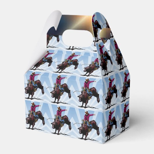 パーティの記念品またはギフト用の箱のBullの西部のライダー フェイバーボックス (裏面サイド)