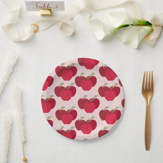 パーティまたはイベント用Apple Pattern 7"ラウンドプレート ペーパープレート (ウェディング)