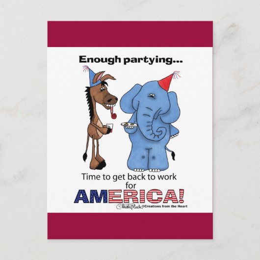 パーティを楽しんでいる十分のろばおよび象! インビテーションポストカード (正面)