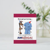 パーティを楽しんでいる十分のろばおよび象! インビテーションポストカード (スタンド正面)