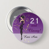 パーティガールの誕生日| DIYの文字 缶バッジ (正面&裏面)