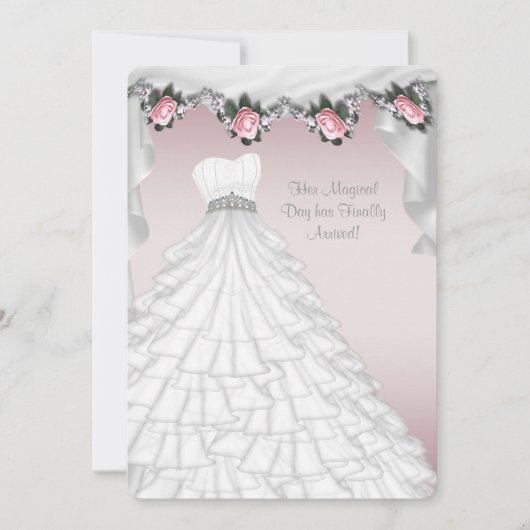 パーティドレス プリンセス ピンク ローズ キンセアニエラ 招待状 (正面)