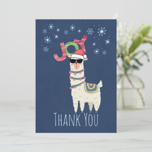 パーティーありがとう | Christmas Llama with Snowflaks サンキューカード (スタンド正面)