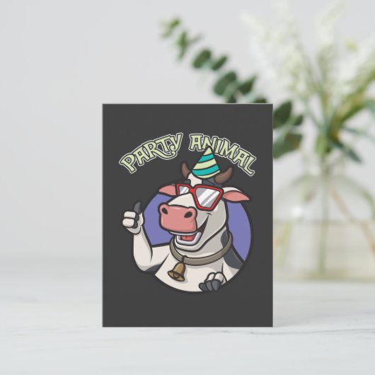 パーティーおもしろいカウファーム動物愛好家 ポストカード (スタンド正面)