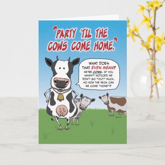 パーティーおもしろいティルザフス来ホーム誕生日 カード (黄色い花)