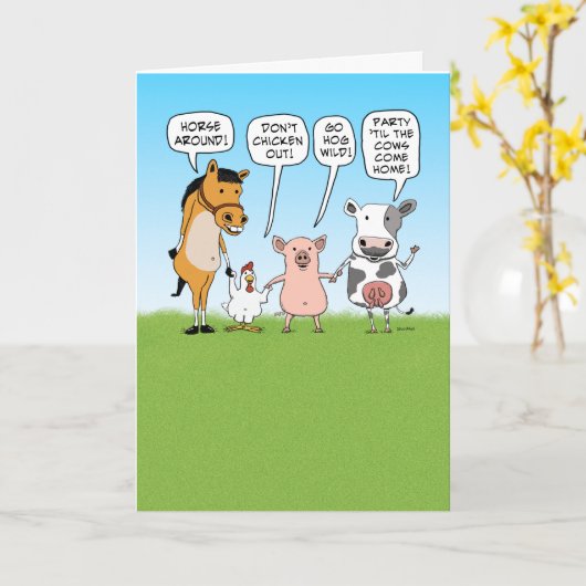 パーティーおもしろい動物アドバイス カード (黄色い花)