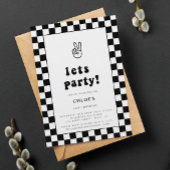 パーティーおもしろい市松模様にの誕生日の招待 招待状