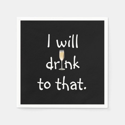 パーティーおもしろい文字と白ワイン スタンダードカクテルナプキン (正面)