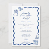 パーティーお洒落の後ずっと幸せにスケッチされた 招待状 (正面)