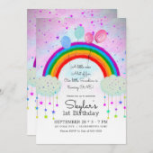 パーティーお洒落バルーン虹の星1st 1 招待状 (正面/裏面)