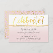 パーティーお祝いカーグラデーションド淡い色の・ピフェイクンク金ゴールド 招待状 (正面/裏面)