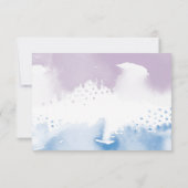 パーティーお祝いカードかわいい青紫色の水色 出欠カード (裏面)