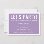 パーティーお祝いカードモダンブロック紫 招待状 (正面)