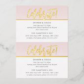 パーティーお祝いカード淡い色のピンク金ゴールド水玉模様 箔招待状 (正面)