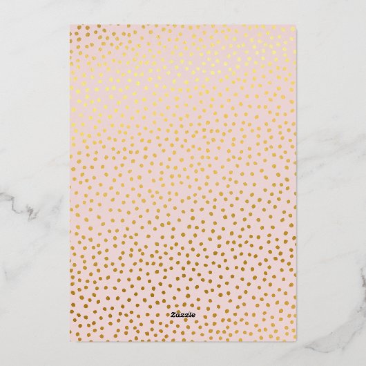 パーティーお祝いカード淡い色のピンク金ゴールド水玉模様 箔招待状 (裏面)