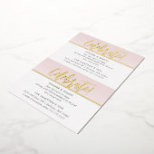 パーティーお祝いカード淡い色のピンク金ゴールド水玉模様 箔招待状 (回転した状態)