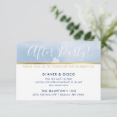 パーティーお祝いカード淡い色の金ゴールド青色水色 招待状 (スタンド正面)