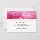 パーティーお祝いカード金ゴールド濃桃色 招待状 (正面)