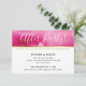 パーティーお祝いカード金ゴールド濃桃色 招待状 (スタンド正面)