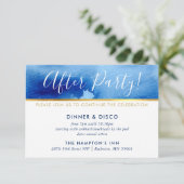 パーティーお祝いカード頭が切れる金ゴールド青色水色 招待状 (スタンド正面)