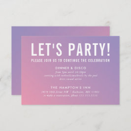 パーティーお祝いカーモダンド紫ピンク勾配 招待状