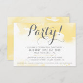 パーティーお祝いカーモダンド黄水色 出欠カード (正面/裏面)