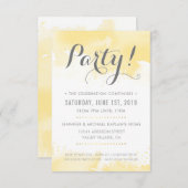 パーティーお祝いカーモダンド黄水色 出欠カード (正面/裏面)