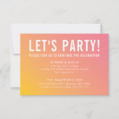 パーティーお祝いカーモダンド黄色勾配 招待状 (正面)