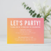 パーティーお祝いカーモダンド黄色勾配 招待状 (スタンド正面)