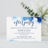 パーティーお祝いカー頭が切れるドネイビーブルー水色 出欠カード (スタンド正面)