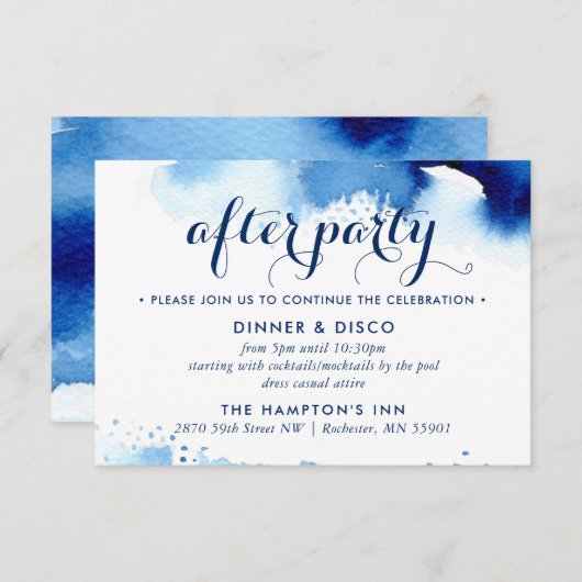 パーティーお祝いカー頭が切れるドネイビーブルー水色 出欠カード (正面/裏面)