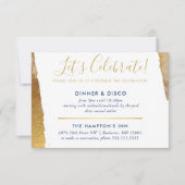 パーティーお祝いモダンインサート黄金金ゴールド 招待状 (正面)