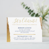 パーティーお祝いモダンインサート黄金金ゴールド 招待状 (スタンド正面)