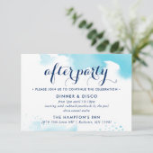 パーティーお祝いモダンカードアクアブルー 出欠カード (スタンド正面)