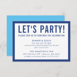 パーティーお祝い情シンプル報モダンはっきりした青 招待状