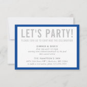 パーティーお祝い情モダン報はっきりした青灰色 招待状 (正面)