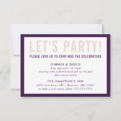 パーティーお祝い情モダン報シック茄子赤面 招待状 (正面)