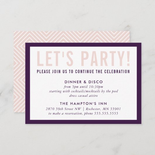 パーティーお祝い情モダン報シック茄子赤面 招待状 (正面/裏面)