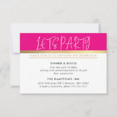 パーティーお祝い情報ウルトラトレンディーピンク金ゴールド 招待状 (正面)