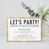 パーティーお祝い情報シンプル金ゴールドモダングリッター 招待状 (スタンド正面)